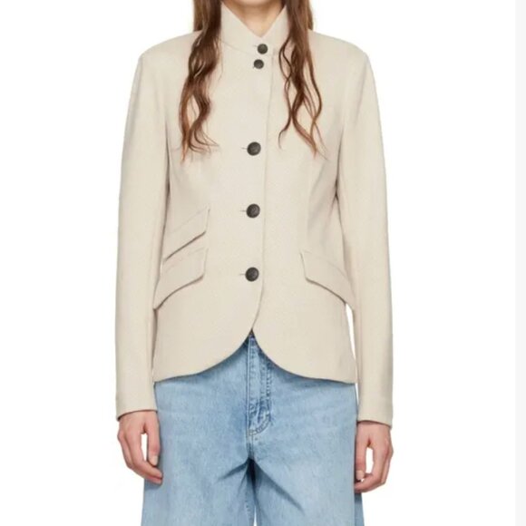 Rag & Bone Slade Beige Blazer Size 12 Tailored Neutral Classic Workwear - Picture 1 of 13